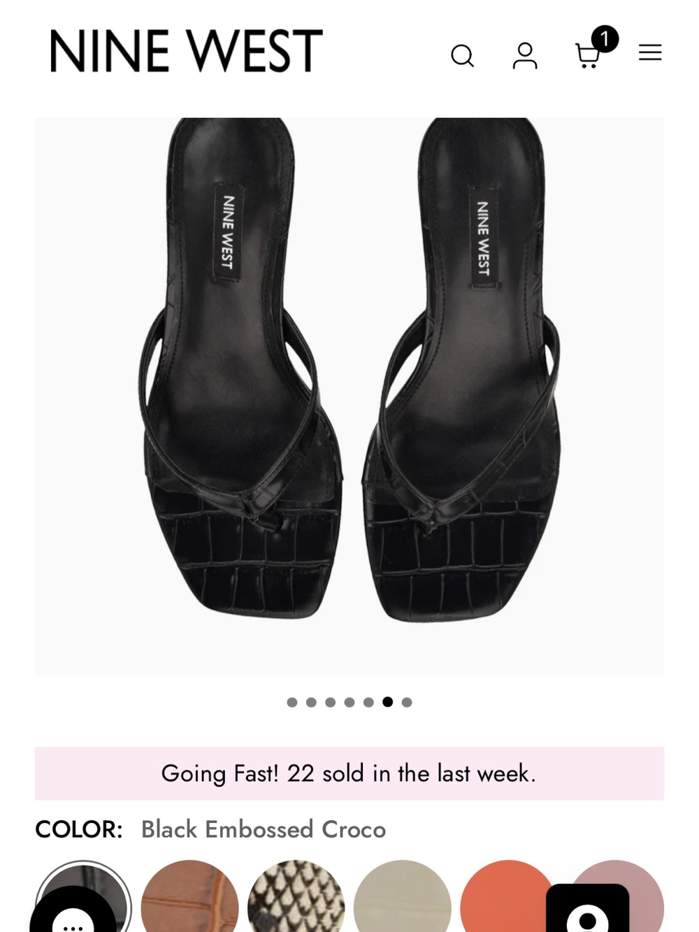 Black Thong Kitten Heel Sandal Nine West - Picture 5 of 5